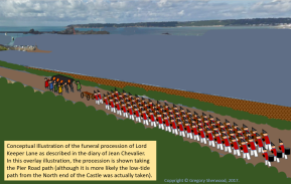 Conceptual illustration of Richard Lane's funeral procession