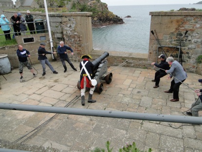 A cannon firing demonstration at the Elizabeth Castle, May 2017