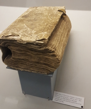 Jean Chevalier's diary, as displayed in the Jersey Museum, Saint Helier.