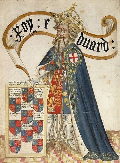 King Edward II wearing the mantle with the Noble Order of the Garter insignia on his left shoulder